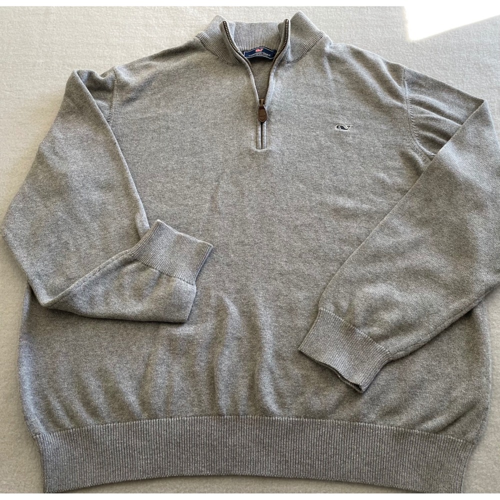 Vineyard Vines Mens Gray 100% Cotton Quarter Zip Sweater 1E001056 Size L